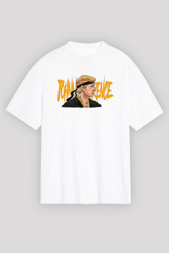 Cobra Kai Baskılı Beyaz Unisex Oversize Tişört - Tshirt
