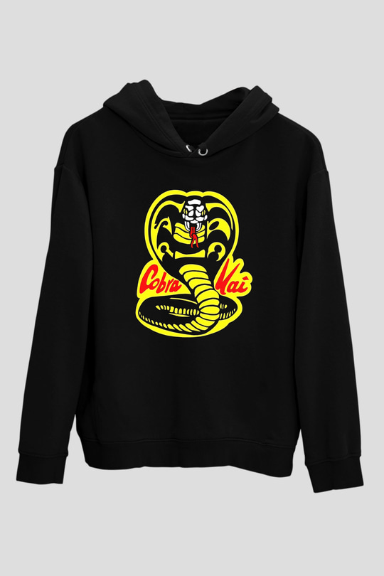 Cobra Kai Baskılı Unisex Siyah Hoodie
