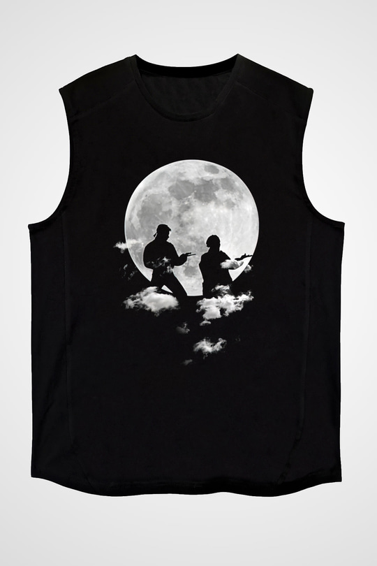 Cobra Kai Baskılı Unisex Siyah Kolsuz Tişört - Tshirt