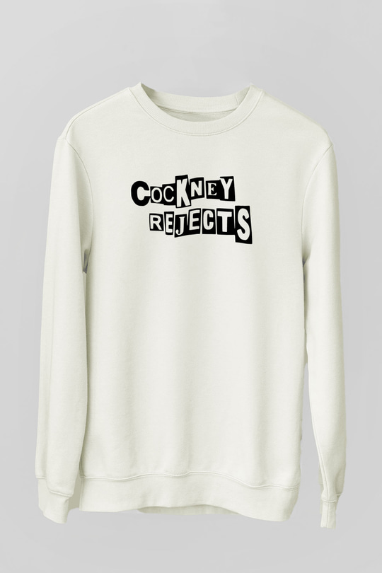 Cockney Rejects Baskılı Beyaz Unisex Sweatshirt