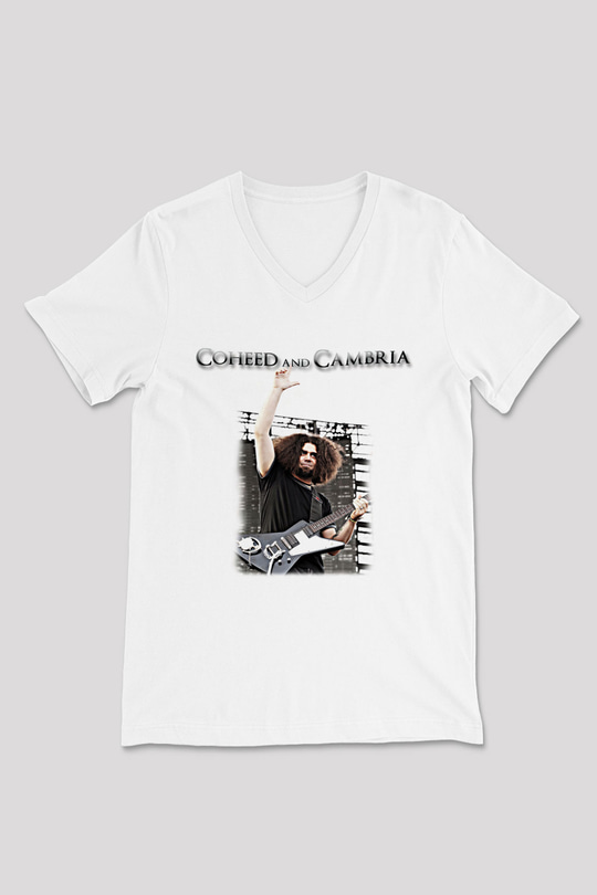 Coheed and Cambria Beyaz Unisex V Yaka Tişört