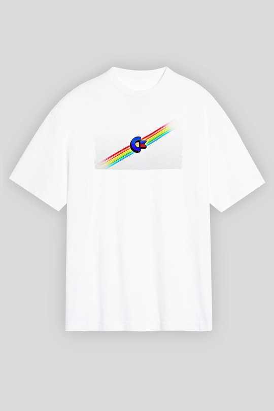 Commodore 64 Baskılı Beyaz Unisex Oversize Tişört - Tshirt