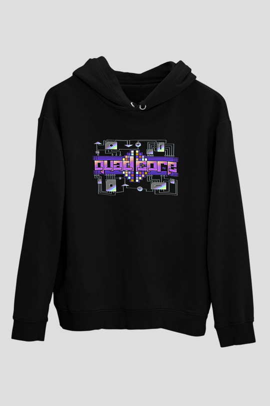 Commodore 64 Baskılı Unisex Siyah Kapüşonlu Sweatshirt