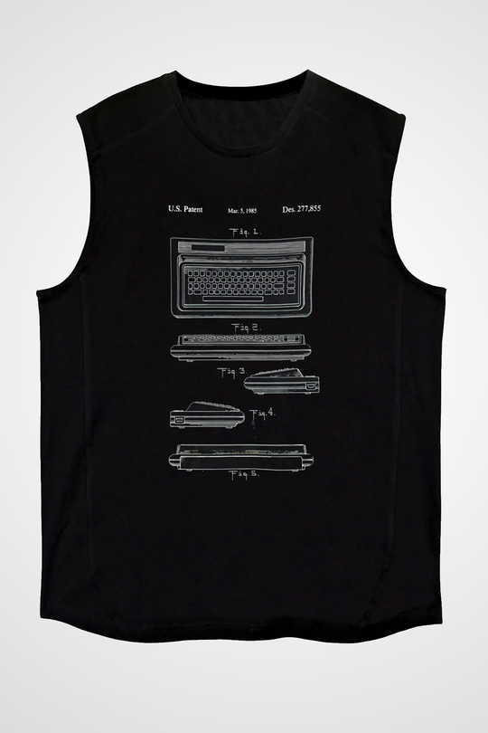 Commodore 64 Baskılı Unisex Siyah Kolsuz Tişört - Tshirt