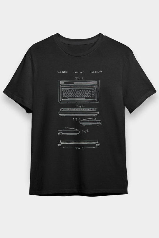 Commodore 64 Baskılı Unisex Siyah Tişört - Tshirt