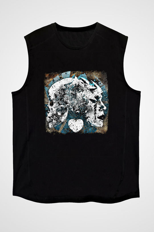 Converge Baskılı Unisex Siyah Kolsuz Tişört