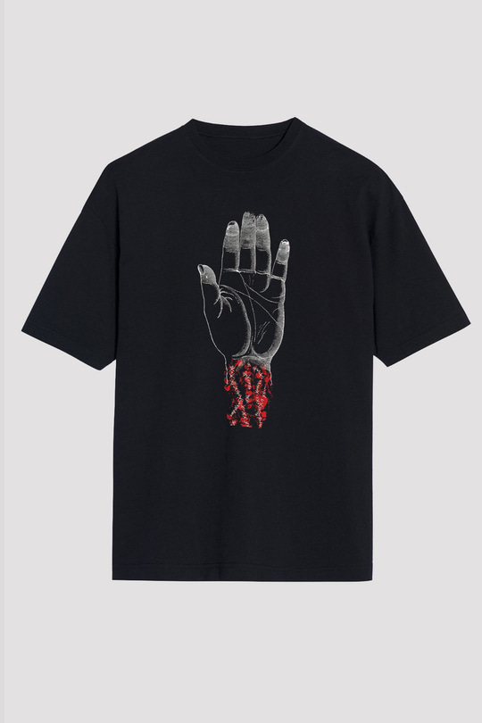 Converge Baskılı Unisex Siyah Oversize Tişört