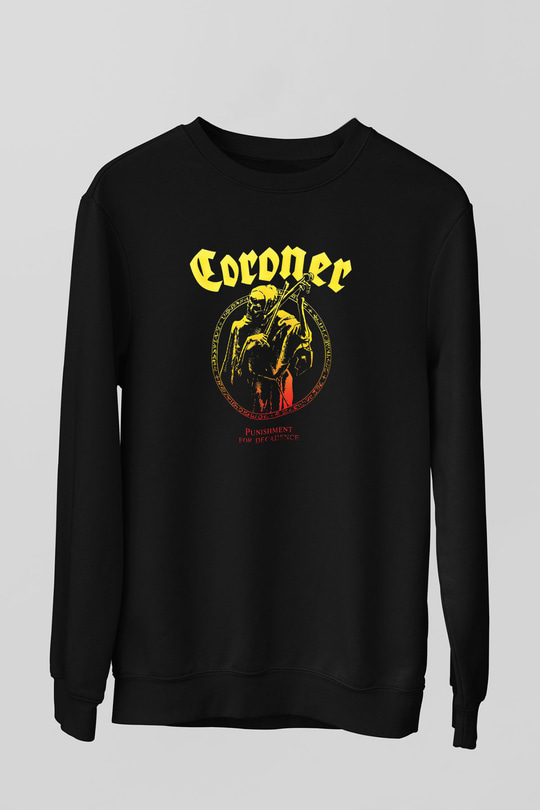 Coroner Baskılı Unisex Siyah Sweatshirt