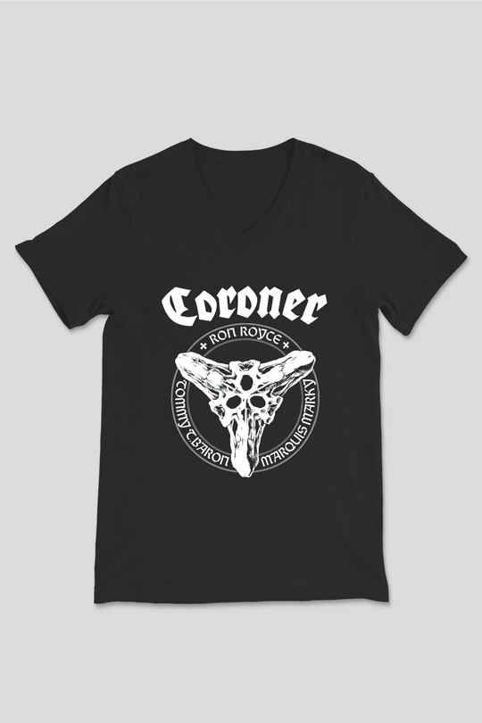 Coroner Siyah Unisex V Yaka Tişört T-Shirt