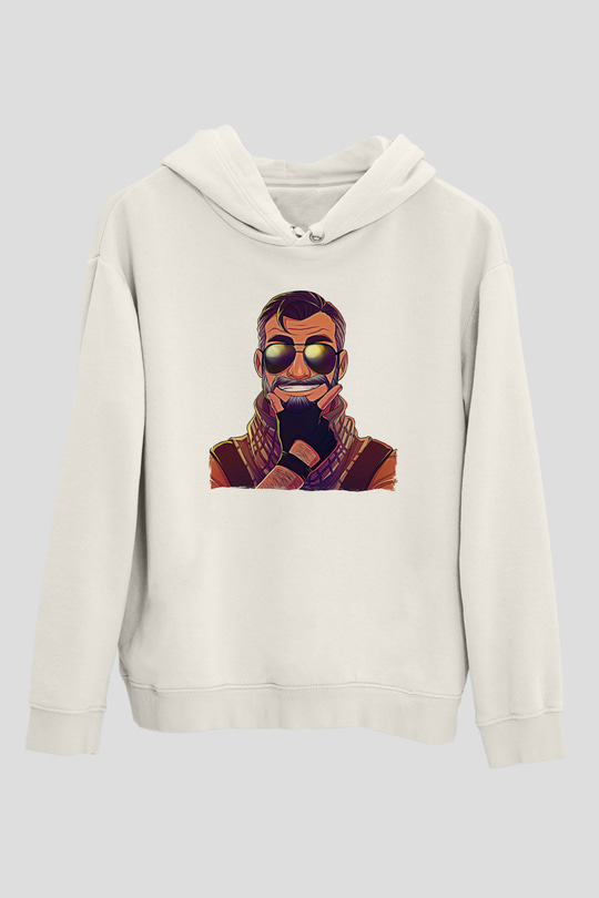 Counter Strike Baskılı Beyaz Unisex Kapüşonlu Sweatshirt