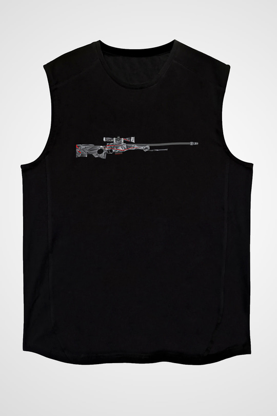 Counter Strike Baskılı Unisex Siyah Kolsuz Tişört - Tshirt