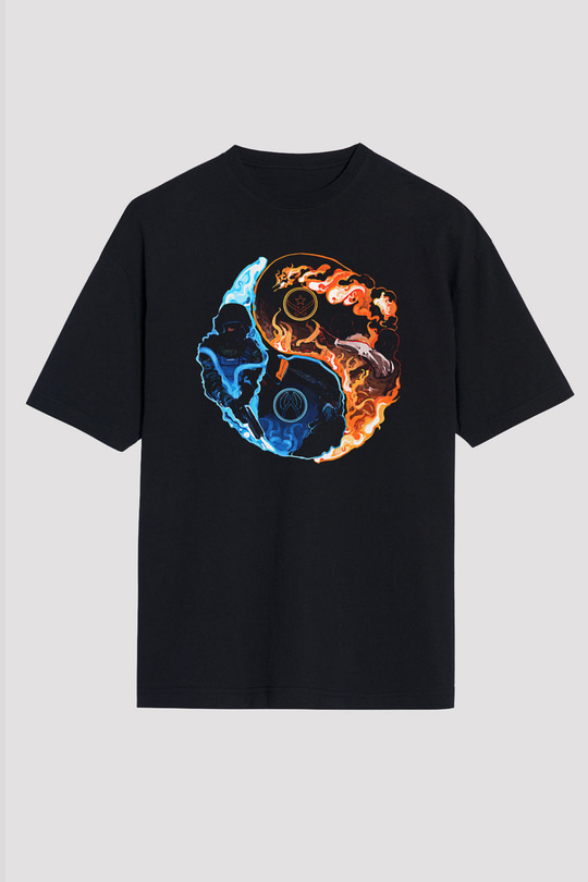 Counter Strike Baskılı Unisex Siyah Oversize Tişört - Tshirt