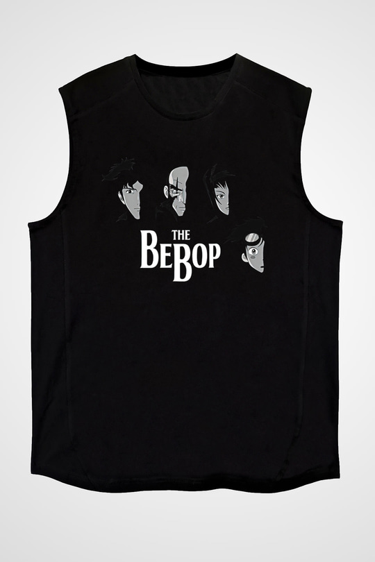 Cowboy Bebop Baskılı Unisex Siyah Kolsuz Tişört - Tshirt