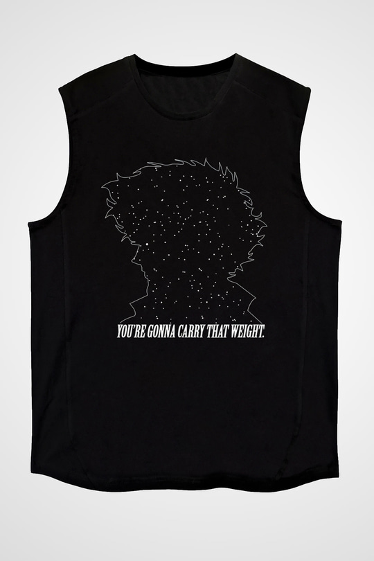 Cowboy Bebop Baskılı Unisex Siyah Kolsuz Tişört - Tshirt