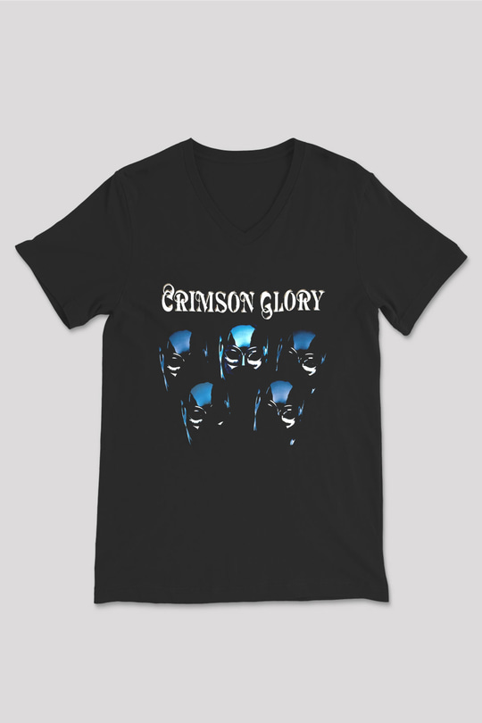 Crimson Glory Siyah Unisex V Yaka Tişört