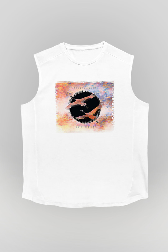 Crystal Lake Baskılı Beyaz Unisex Kolsuz Tişört - Tshirt
