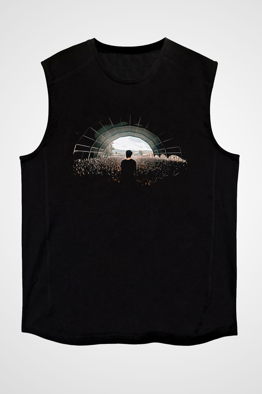 Crystal Lake Baskılı Unisex Siyah Kolsuz Tişört - Tshirt