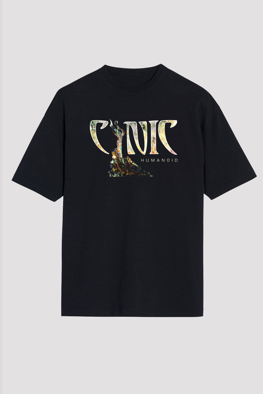 Cynic Baskılı Unisex Siyah Oversize Tişört