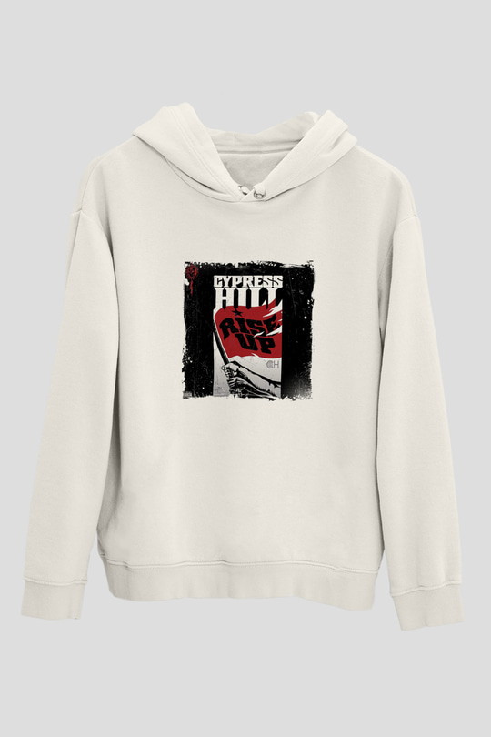 Cypress Hill Baskılı Unisex Beyaz Kapüşonlu Sweatshirt