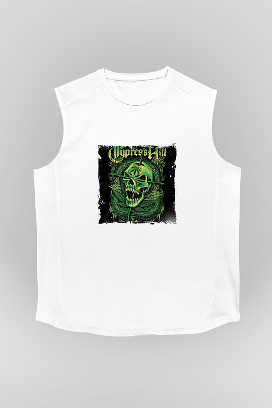 Cypress Hill Baskılı Unisex Beyaz Kolsuz Tişört