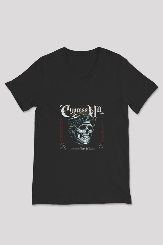 Cypress Hill Baskılı Unisex Siyah V Yaka Tişört