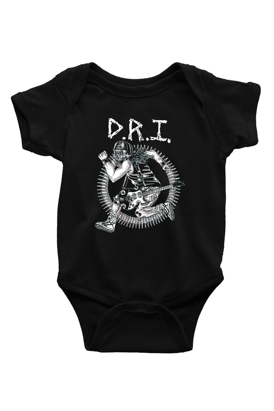 D.R.I Baskılı Siyah Bebek Body - Zıbın