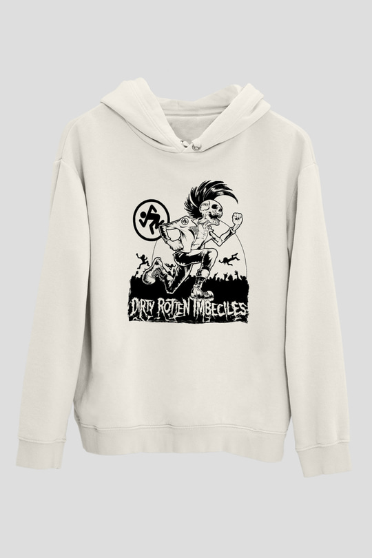 D.R.I Beyaz Unisex Kapüşonlu Sweatshirt