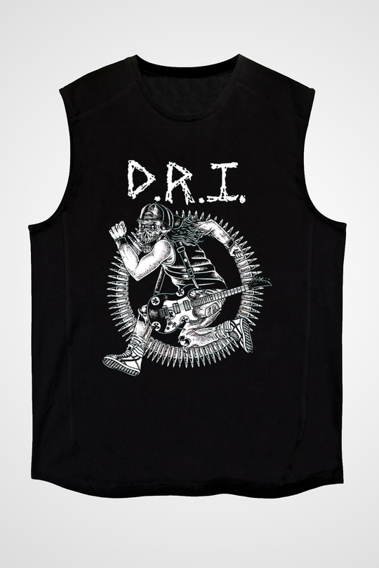 D.R.I Siyah Unisex Kolsuz Tişört