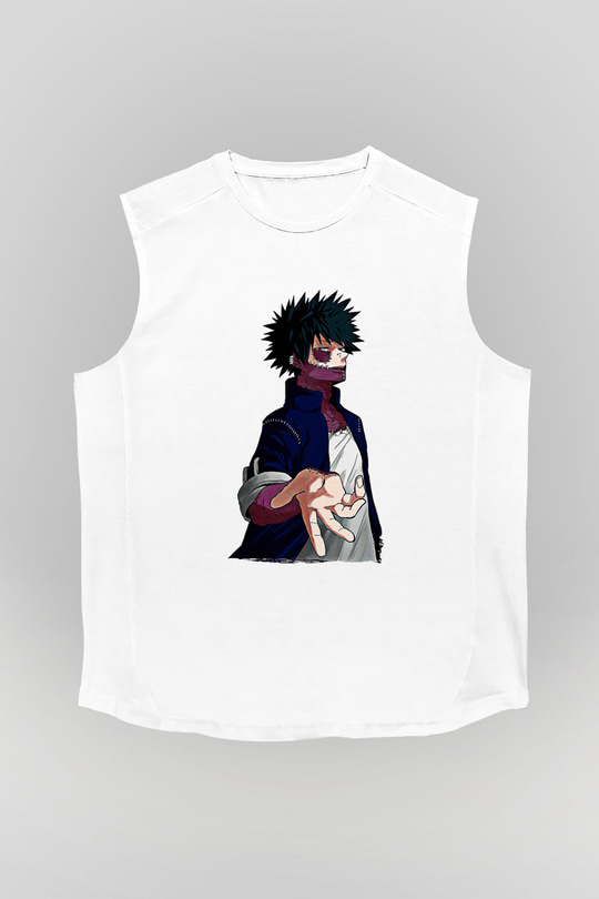 Dabi Baskılı Beyaz Unisex Kolsuz Tişört - Tshirt