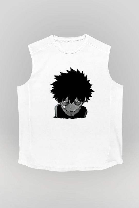 Dabi Baskılı Beyaz Unisex Kolsuz Tişört - Tshirt
