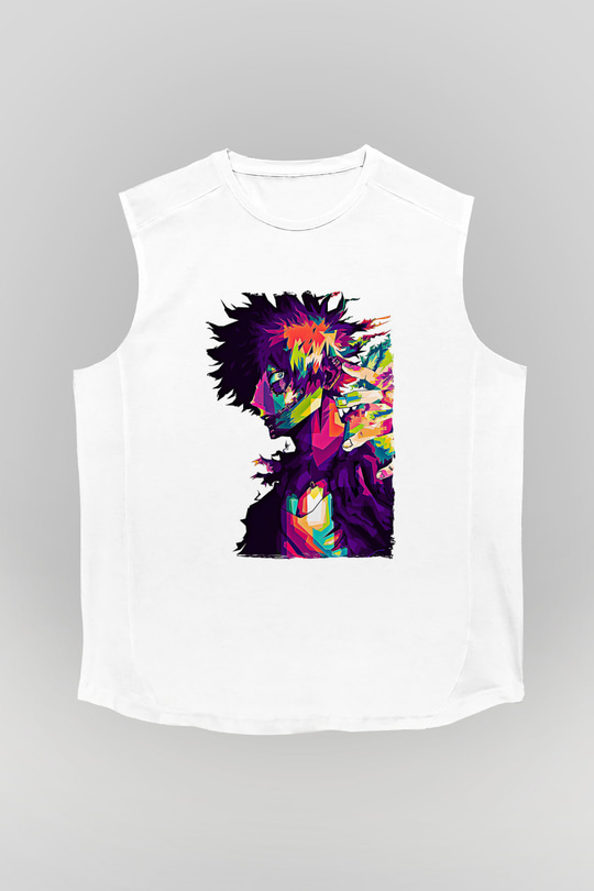 Dabi Baskılı Beyaz Unisex Kolsuz Tişört - Tshirt