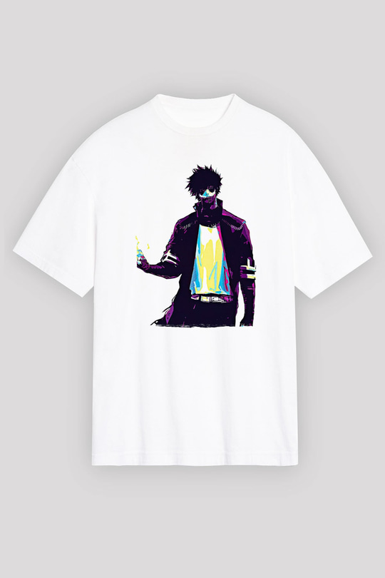 Dabi Baskılı Beyaz Unisex Oversize Tişört - Tshirt