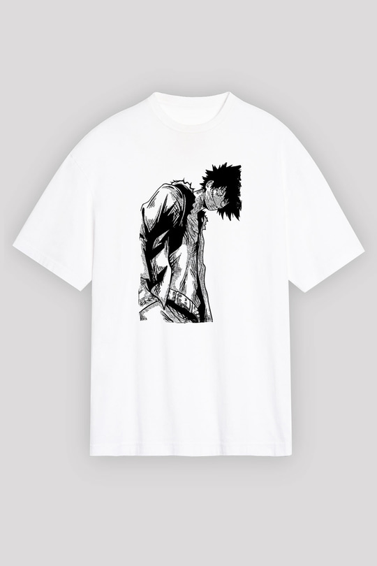 Dabi Baskılı Beyaz Unisex Oversize Tişört - Tshirt