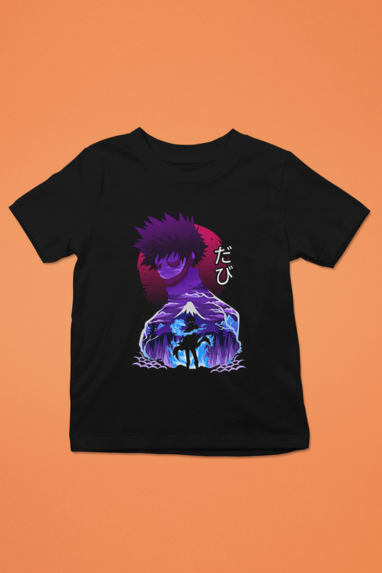 Dabi Baskılı Unisex Siyah Çocuk Tişört - Tshirt