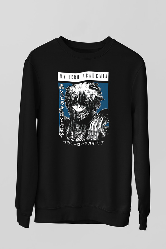 Dabi Baskılı Unisex Siyah Sweatshirt