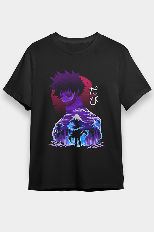 Dabi Baskılı Unisex Siyah Tişört - Tshirt