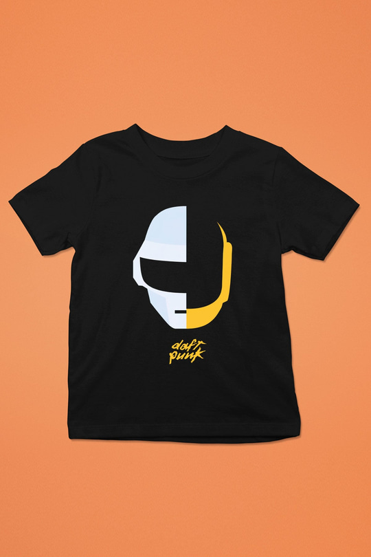 Daft Punk Baskılı Siyah Unisex Çocuk Tişört