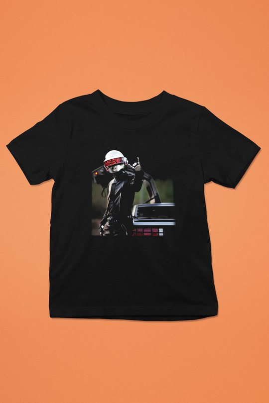 Daft Punk Baskılı Siyah Unisex Çocuk Tişört