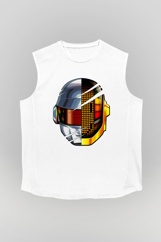Daft Punk Beyaz Unisex Kolsuz Tişört