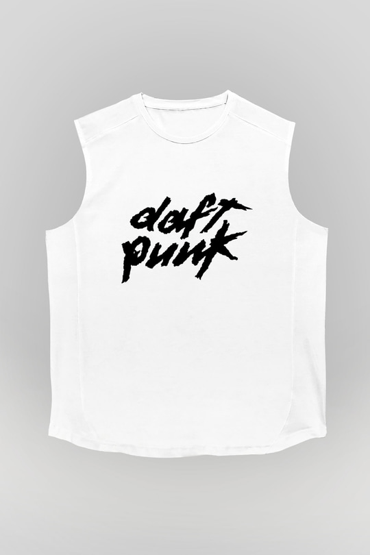 Daft Punk Beyaz Unisex Kolsuz Tişört