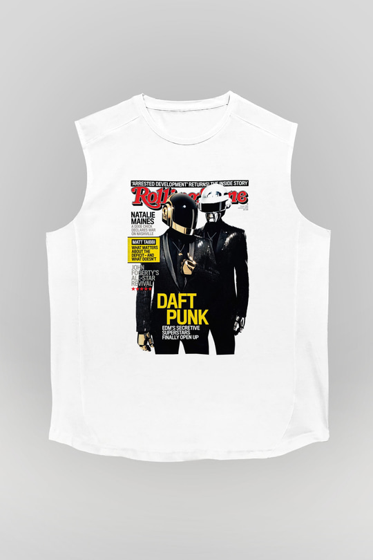 Daft Punk Beyaz Unisex Kolsuz Tişört