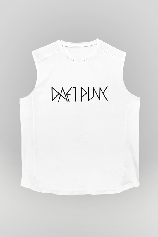 Daft Punk Beyaz Unisex Kolsuz Tişört