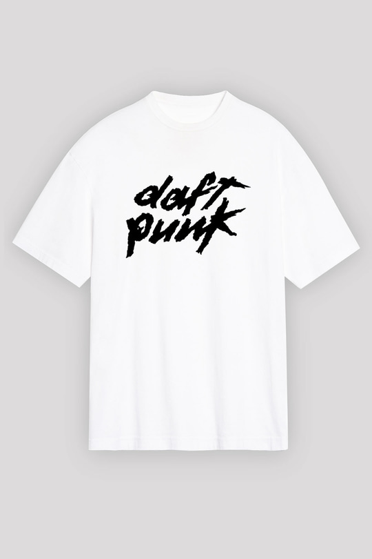 Daft Punk Beyaz Unisex Oversize Tişört T-Shirt