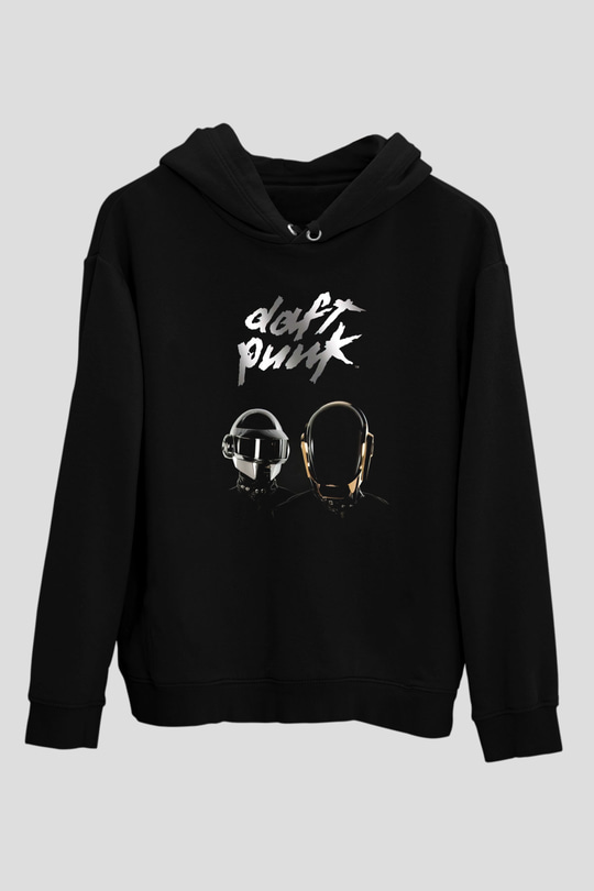 Daft Punk Siyah Unisex Kapüşonlu Sweatshirt