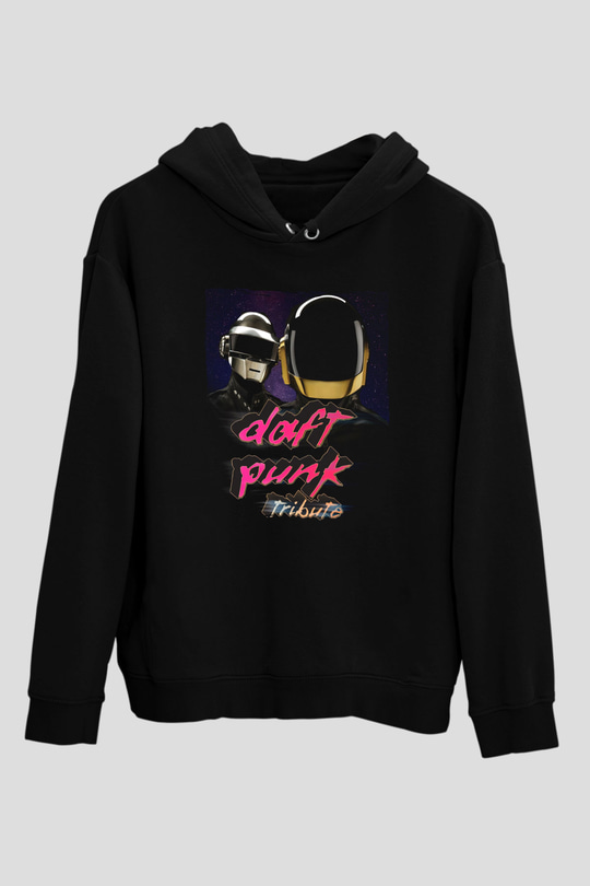 Daft Punk Siyah Unisex Kapüşonlu Sweatshirt