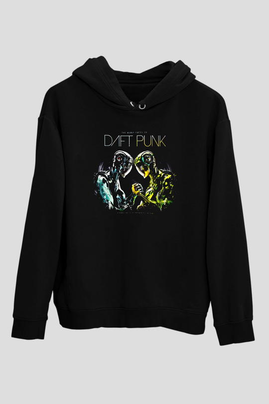 Daft Punk Siyah Unisex Kapüşonlu Sweatshirt