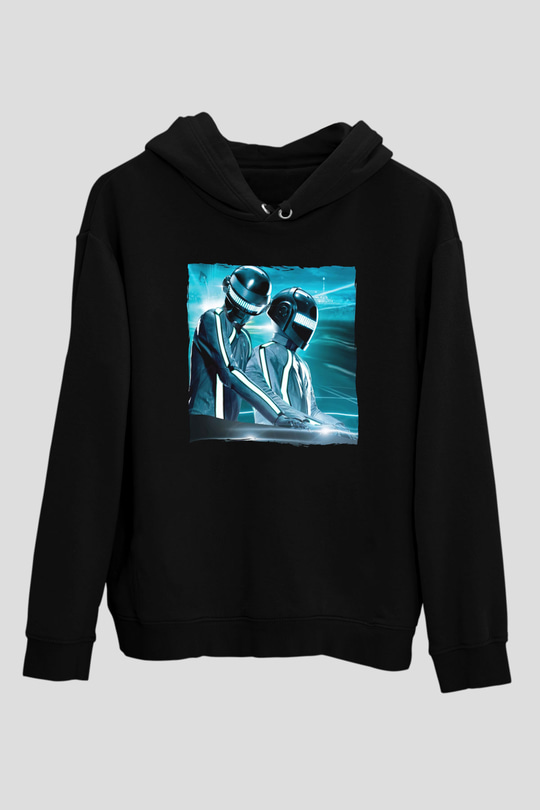 Daft Punk Siyah Unisex Kapüşonlu Sweatshirt