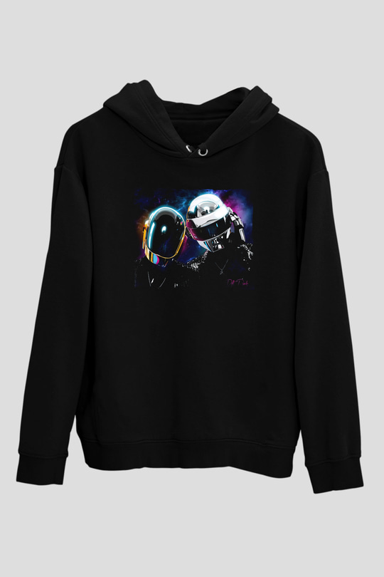 Daft Punk Siyah Unisex Kapüşonlu Sweatshirt