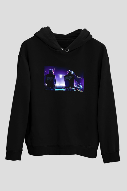 Daft Punk Siyah Unisex Kapüşonlu Sweatshirt