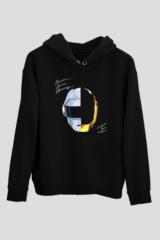 Daft Punk Siyah Unisex Kapüşonlu Sweatshirt